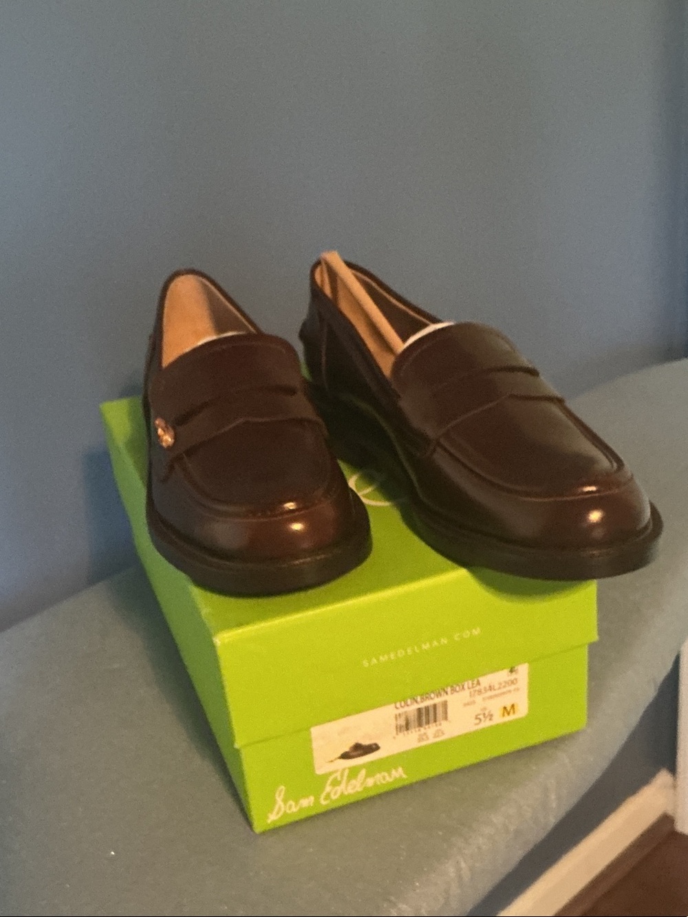 Sam Edelman Women's Brown Leather Penny Loafers